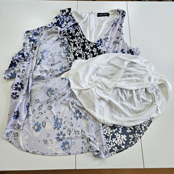 Ivanka Trump Dress 12 Patchwork Floral Sleeveless Assymetric Handkerchief Hem - Picture 15 of 16